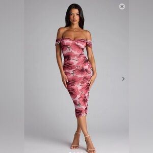 Crush Season Floral Mesh Midi Dress Windsor XS‎